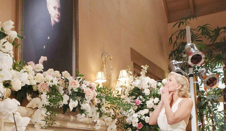 Photo of Brooke (Katherine Kelly Lang) talking to a portrait of Stephanie Forrester