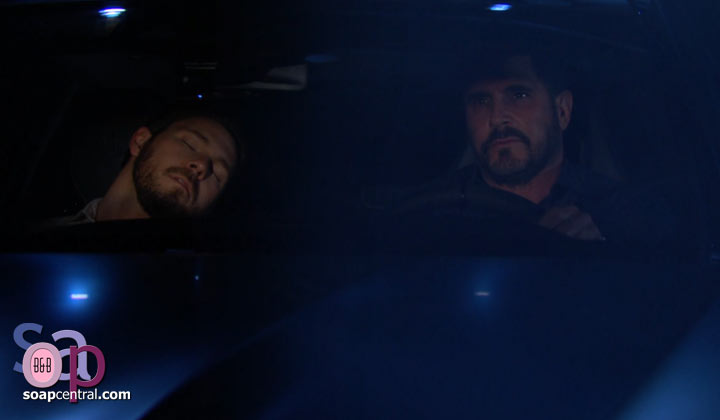 Bill drives off with an unconscious Liam