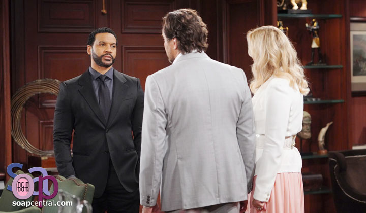 Justin tells Ridge and Brooke that he caught Carter and Quinn in the act