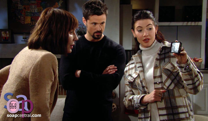 Steffy shows Taylor footage from Brooke's security cameras