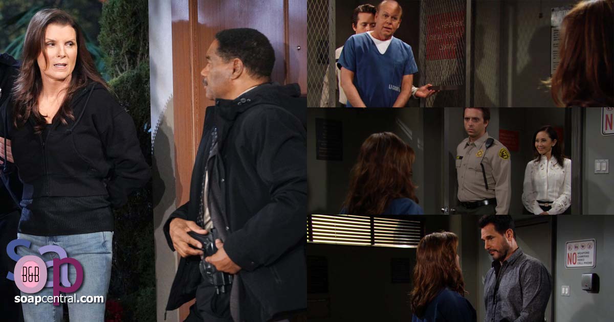 Bill called the police on Sheila, but vowed to get her out of jail. Steffy worried Bill would tell the police Taylor had shot him. Mike and Li visited Sheila in jail.