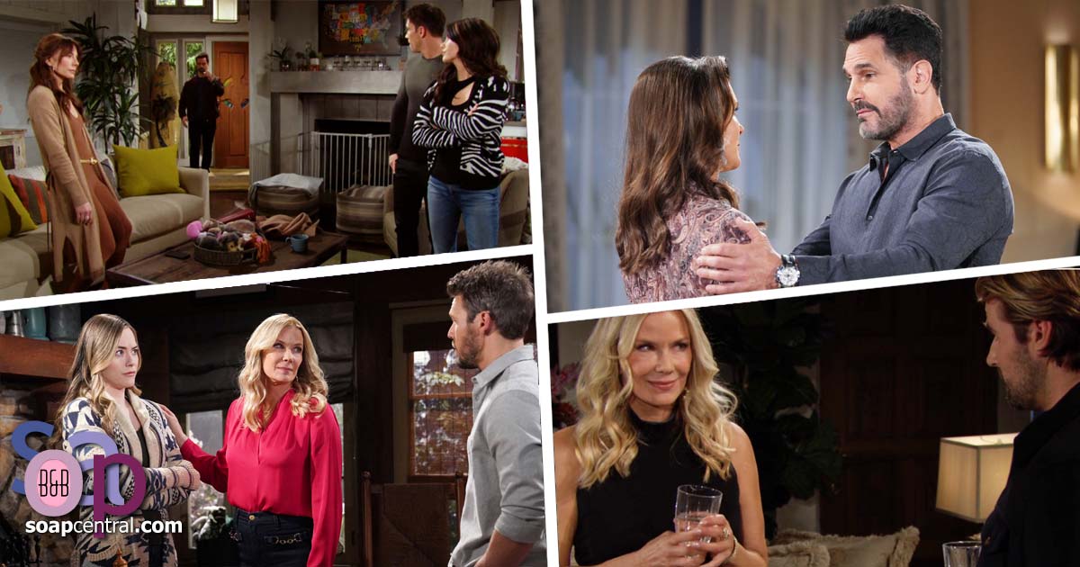 Taylor tried to ease the tension between Steffy and Thomas. Bill promised to repair Sheila and Finn's relationship. Brooke's date with Hollis ended unexpectedly.