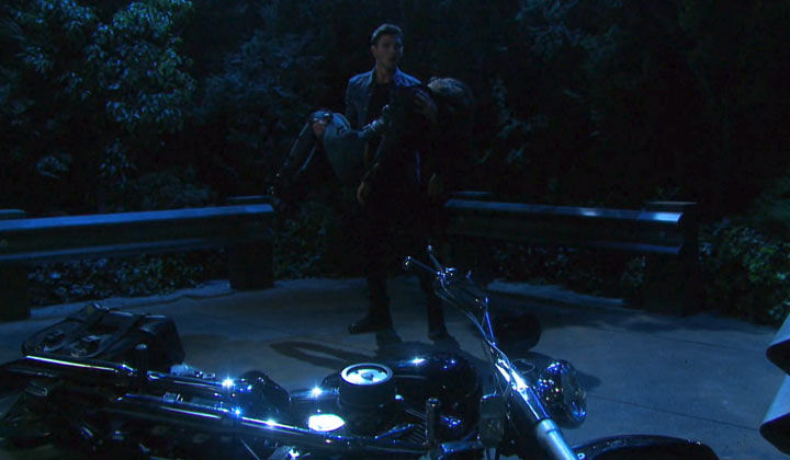 Ben carries an injured Ciara off into the night