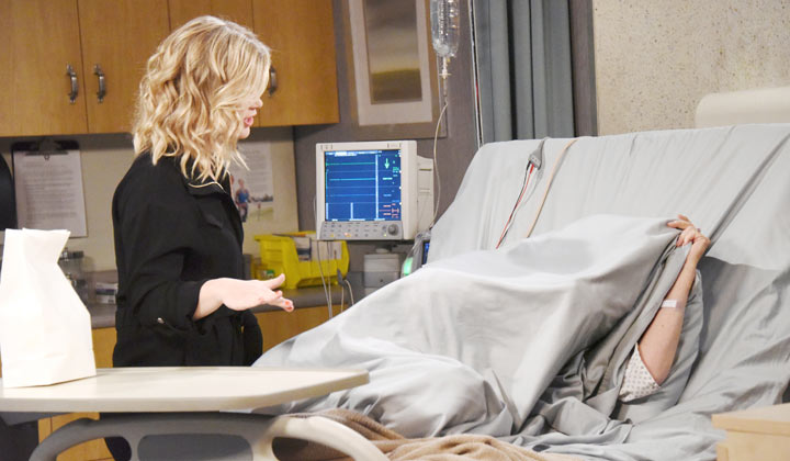 "Marlena" hides under the sheets as Sami visits