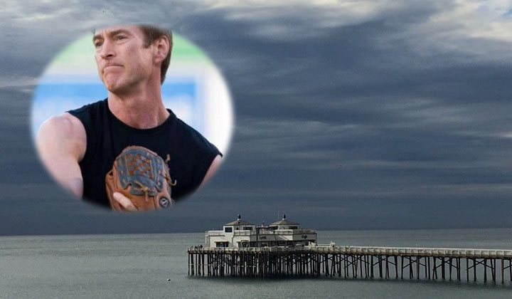 Drake Hogestyn and a photo of a pier over the ocean
