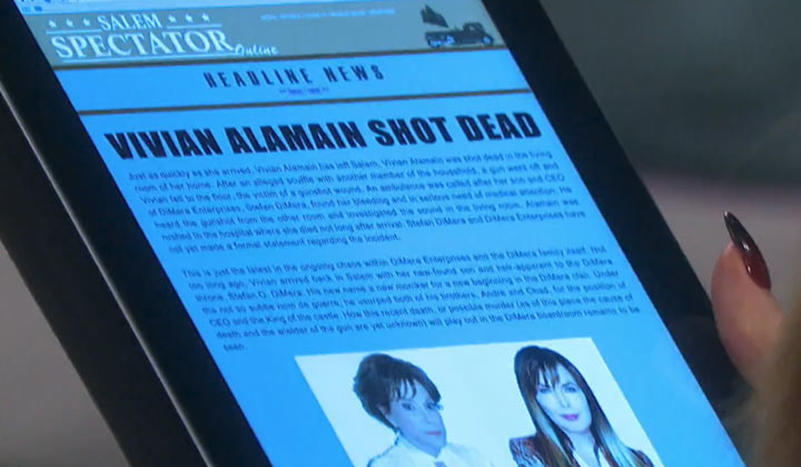 Kate reads the Salem Spectator article that Vivian was shot and killed