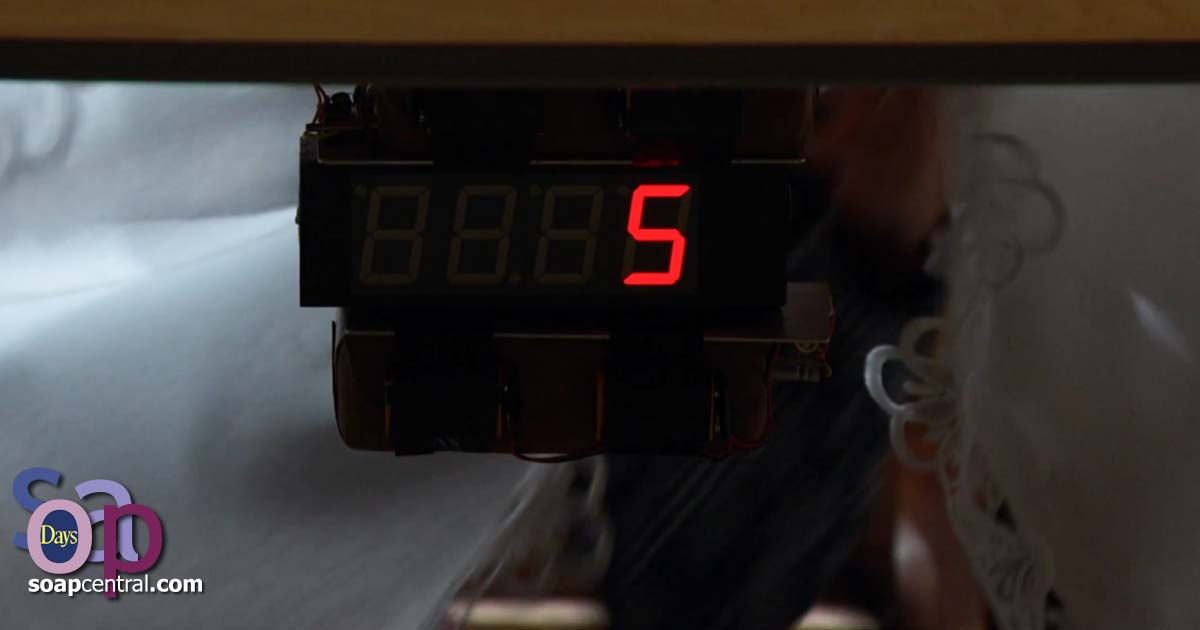 A bomb timer counts down at the church