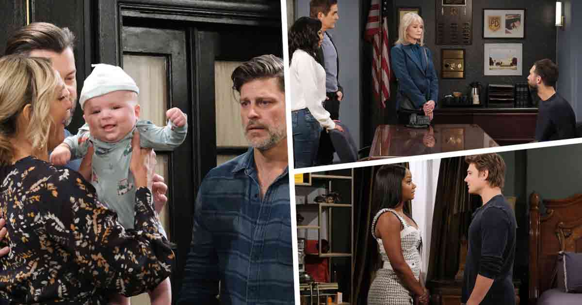 DAYS Week of May 20, 2024: E.J. forced Sloan to tell Eric that Jude was Nicole and E.J.'s son. Alex asked Theresa to move in with him. Stephanie agreed to help convince Everett to start therapy for DID. Chanel and Johnny decided to announce her pregnancy.