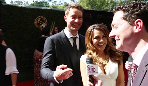 On the 2016 Daytime Emmys Red Carpet: Justin Hartley and Chrishell Stause