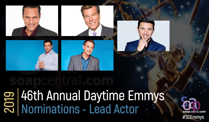 2019 Daytime Emmy Lead Actor nominees: Maurice Benard, Peter Bergman, Tyler Christopher, Billy Flynn, and Jon Lindstrom