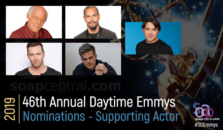 2019 Daytime Emmy Supporting Actor nominees: Max Gail, Bryton James, Eric Martsolf, Greg Rikaart, and Dominic Zamprogna