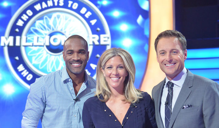 Donnell Turner and Laura Wright with Who Wants To Be A Millionaire host Chris Harrison