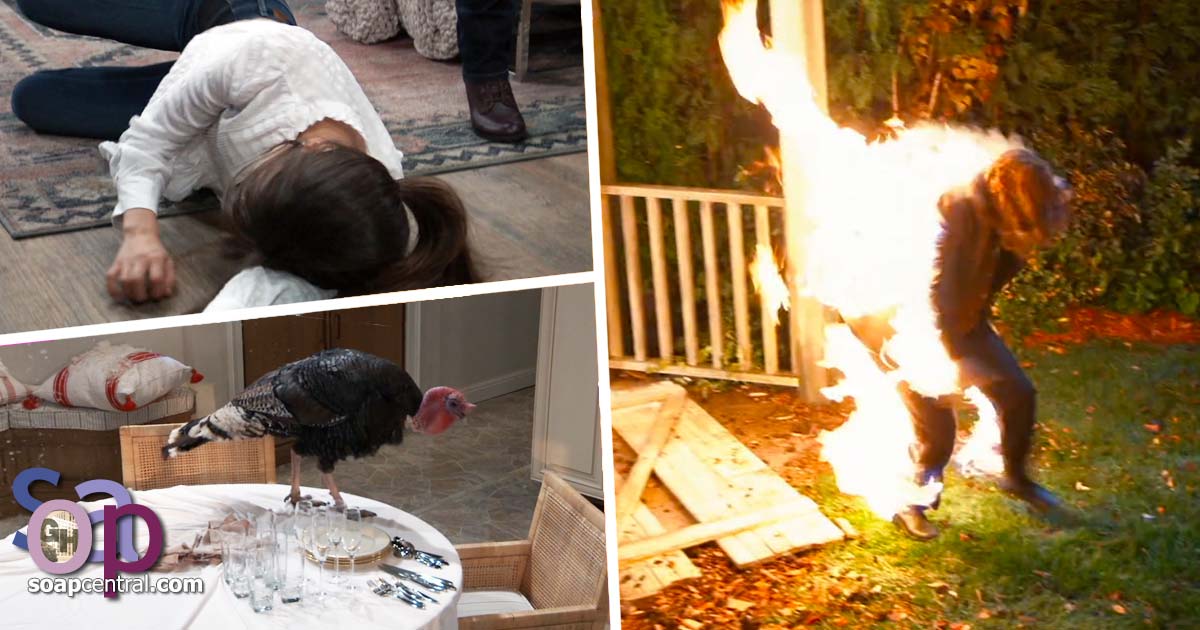 Holly received help disappearing without raising Victor's suspicions. Willow collapsed during an argument with Nina. The Quartermaines' Thanksgiving dinner ended in a feathery disaster.
