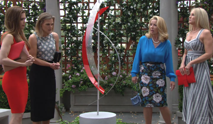 Sharon, Phyllis, Nikki, and Victoria examine the new art in Chancellor Park