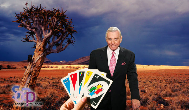 Playing a game of Uno with John Abbott in the Australian Outback