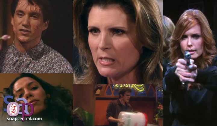 A week of classic The Young and the Restless episodes featuring memorable villains David Kimble, Isabella Braña, Kevin Fisher, Sheila Carter, and a Lauren Fenmore look-alike.